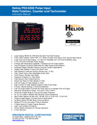 Thumbnail of document Manual - PD2-6300 Helios Pulse Input Flow Rate/Totalizer